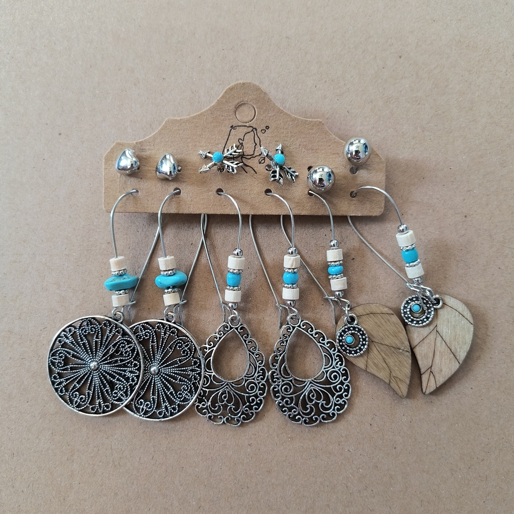 Silver and Turquoise Earring Set